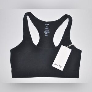 New Mate The Label Black Organic Cotton Stretch Sports Bra Extra Small XS Tags